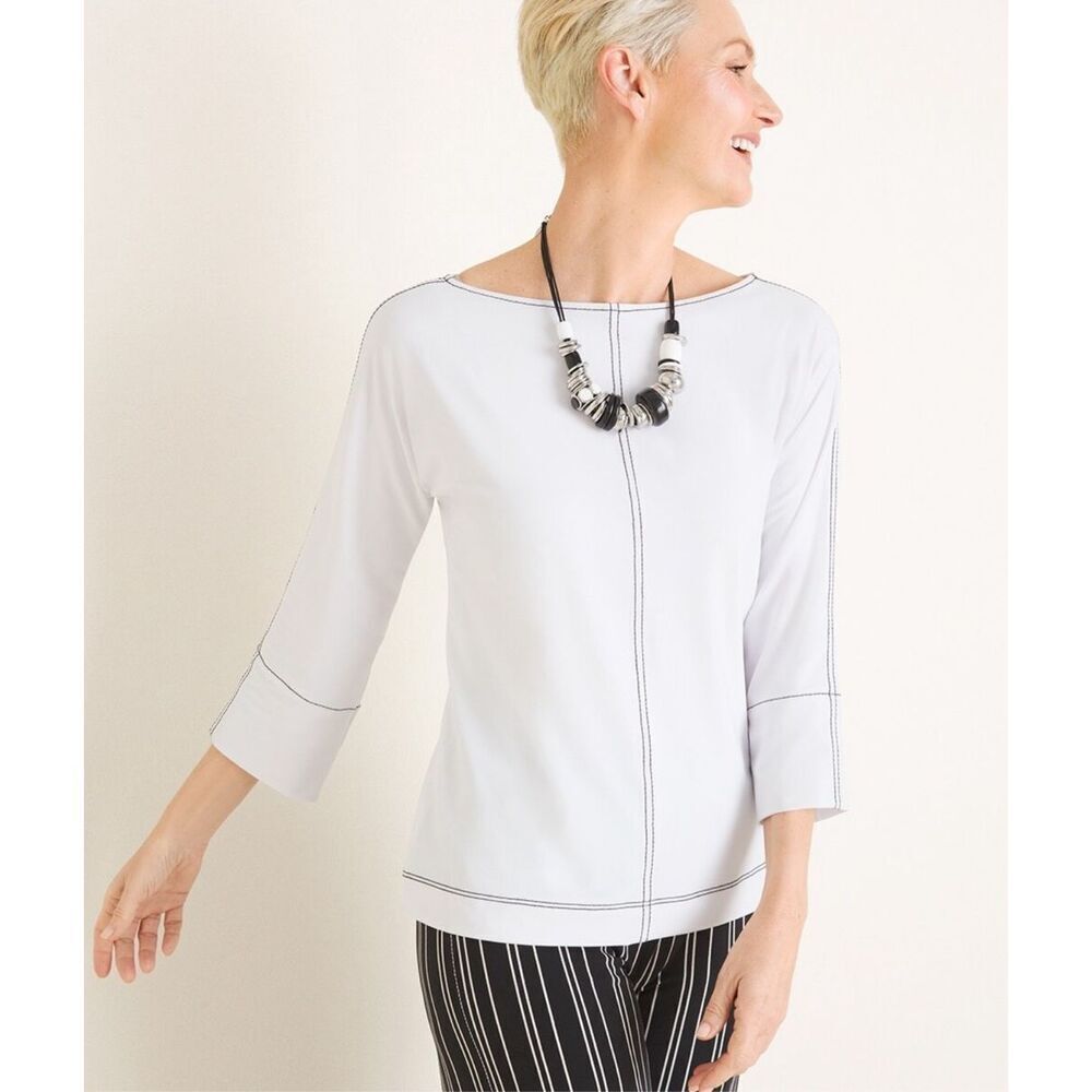 Chico’s travelers size 12/14P no wrinkle contracts stitching dolman sleeve top